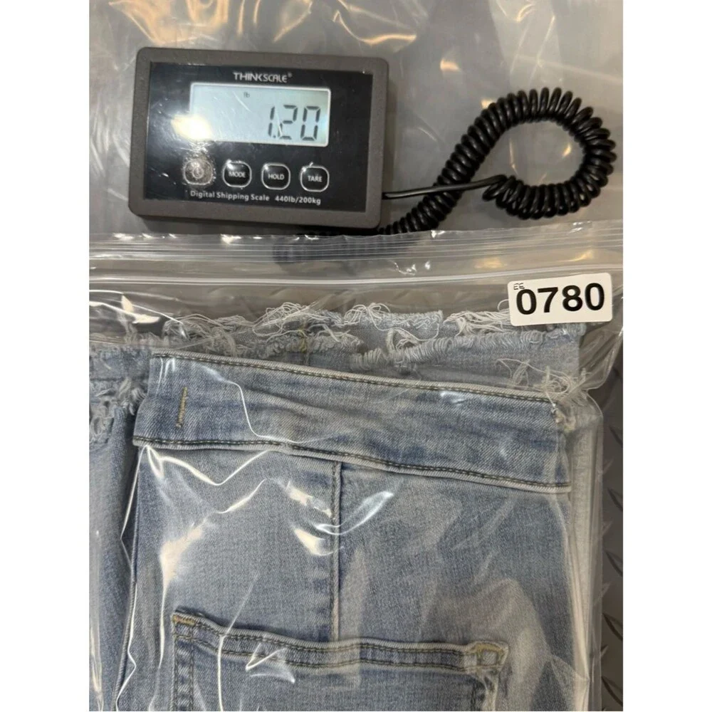 Free‎ People Flare Jeans Raw Hem Bell Bottom Stretch Light Wash W26
